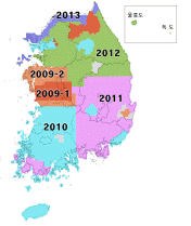 년도별 임상도 1:5000 확대 제작 현황 지도