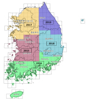 년도별 임상도 1:5000 확대 제작 현황 지도