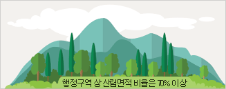 행정구역 상 산림면적 비율 70%이상