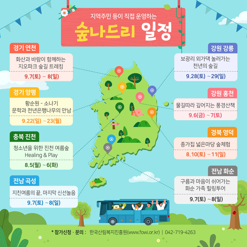 지역주민 등이 직접 운영하는 숲나드리 일정 아래 다음내용으로 이어짐