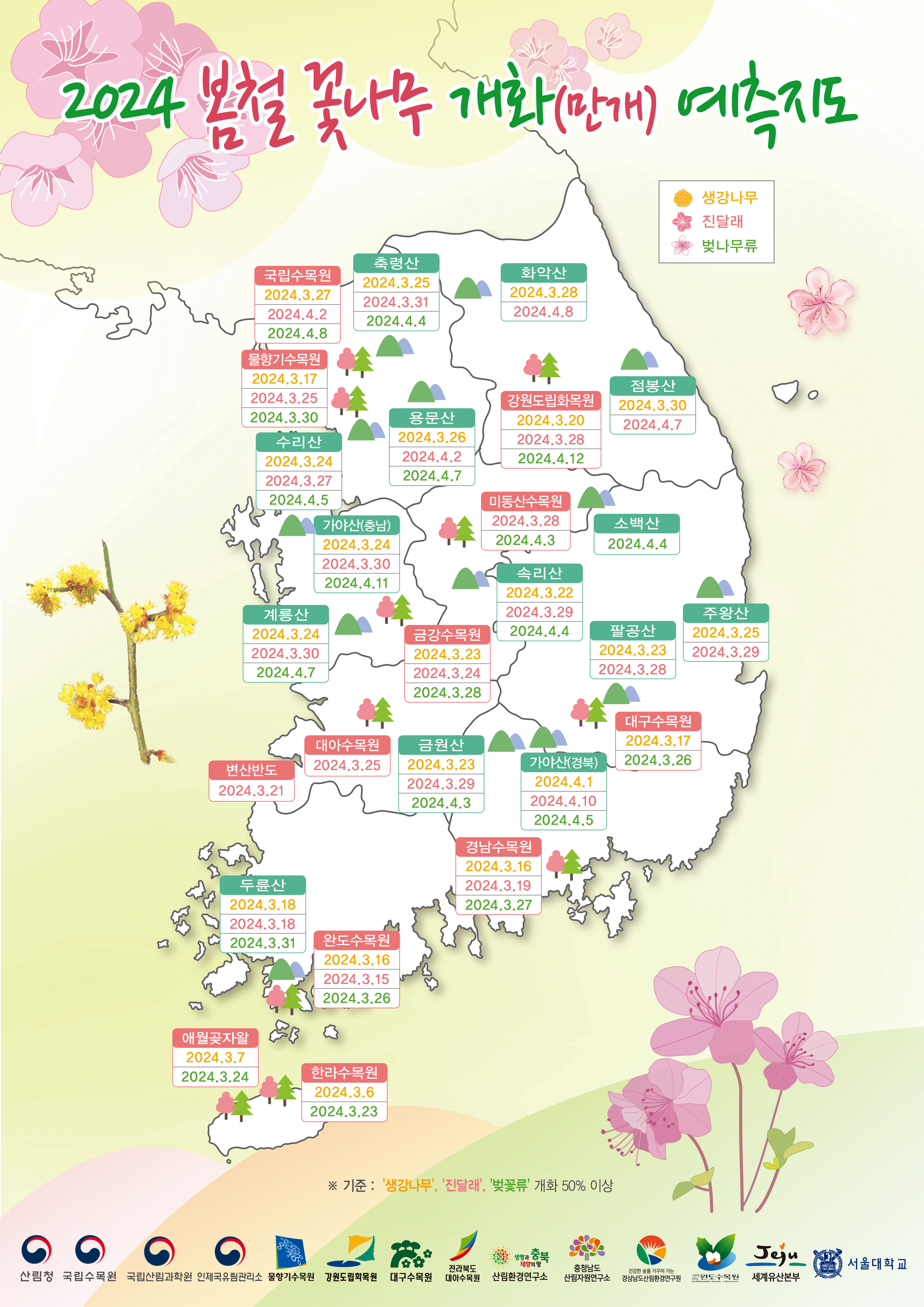 ‘2024년 봄철 꽃나무 개화 예측지도’ 발표