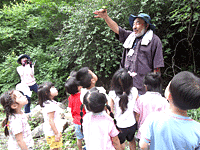 유아숲체험을 하고 있는 아이들-수업