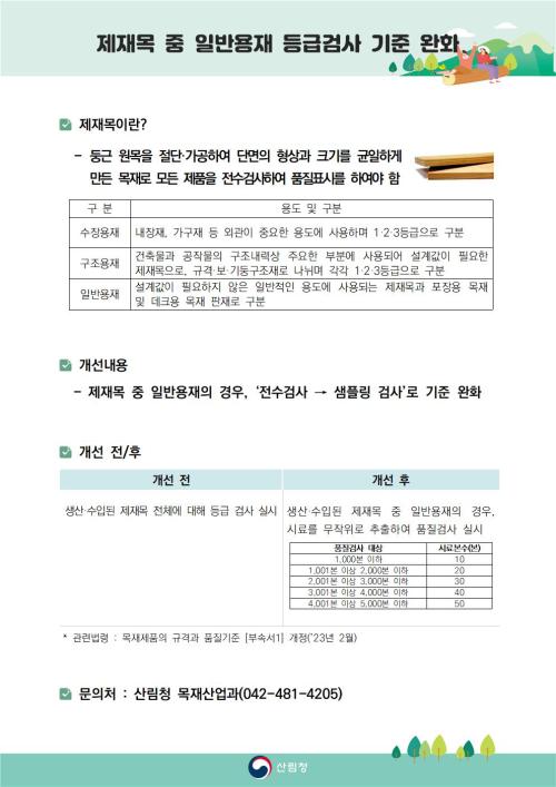 일반용재 등급검사 기준 완화
