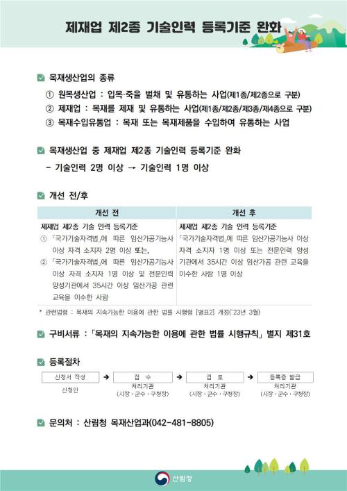 제재업 제2종 기술인력 등록기준 완화