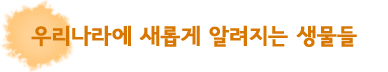 우리나라에 새롭게 알려지는 생물들