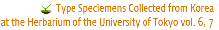  Type Speciemens Collected from Korea at the Herbarium of the University of Tokyo vol. 6, 7