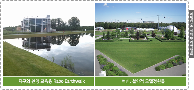 네덜란드 세계원예박람회 - 지구와 환경 교육용 Rabo Earthwalk, 혁신, 철학적 모델정원들
