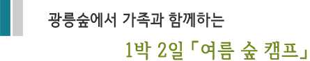 광릉숲에서 가족과 함께하는 1박 2일 「여름 숲 캠프」