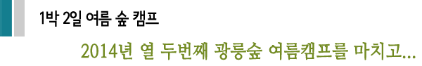 1박 2일 여름 숲 캠프. 2014년 열 두번째 광릉숲 여름캠프를 마치고...